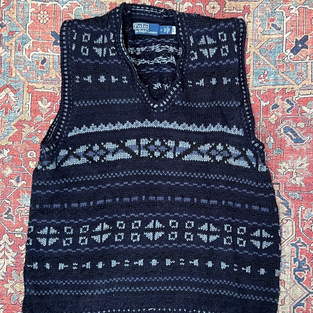 Men’s Polo Ralph Lauren blue fair isle vest- M